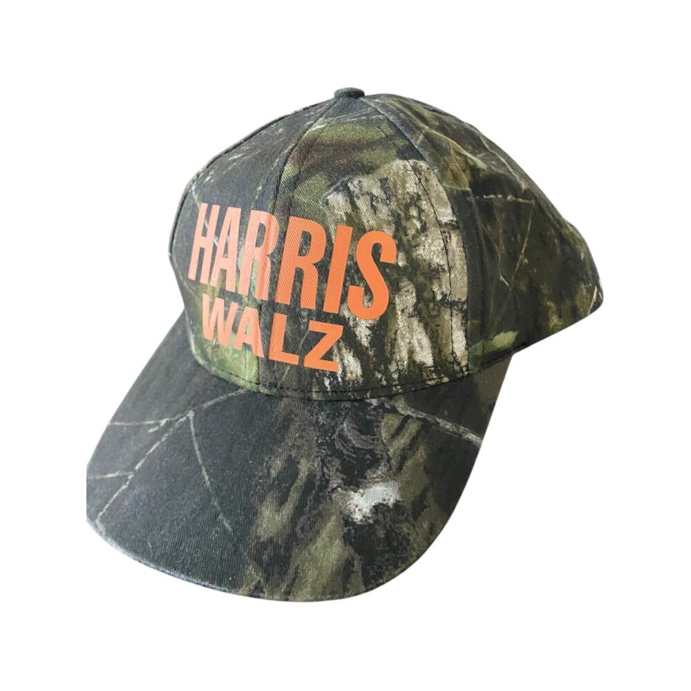 HARRIS WALZ Camo Hat Adjustable Politics Campaign Cap Made in USA SnapBack